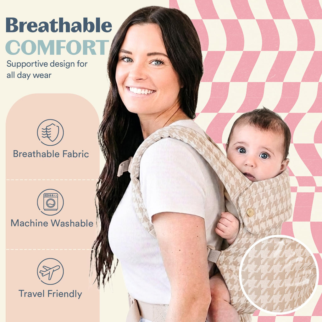 Ergonomic Hip-Healthy Baby Carrier, Front and Back Carry, 7-35 lbs - Houndstooth view 6