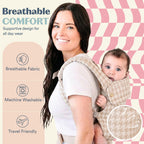 Ergonomic Hip-Healthy Baby Carrier, Front and Back Carry, 7-35 lbs - Houndstooth view 6
