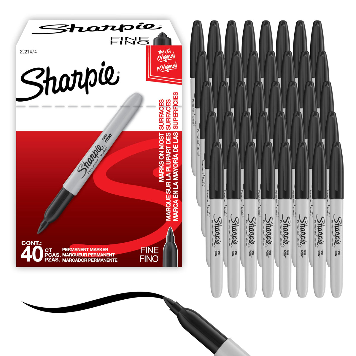 Sharpie Permanent Markers, Fine Tip, Black, Office Supplies, Quick Drying, Fade Resistant, For Wood, Plastic, Paper (Pack of 240)