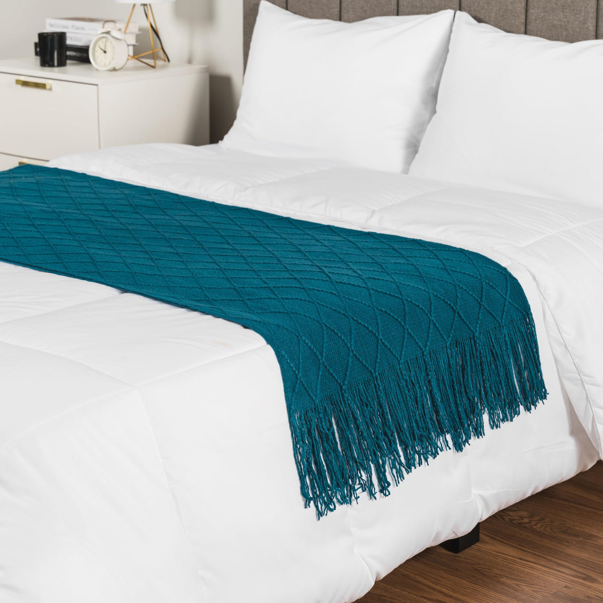PAVILIA Knit Throw Blanket, Soft Knitted Farmhouse - Teal Blue / 50 X 60 Inches - Throw view 3