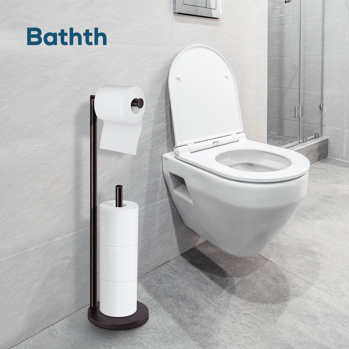 Toilet Paper Holder Stand, Toilet Paper Free Standing - Bronze view 4