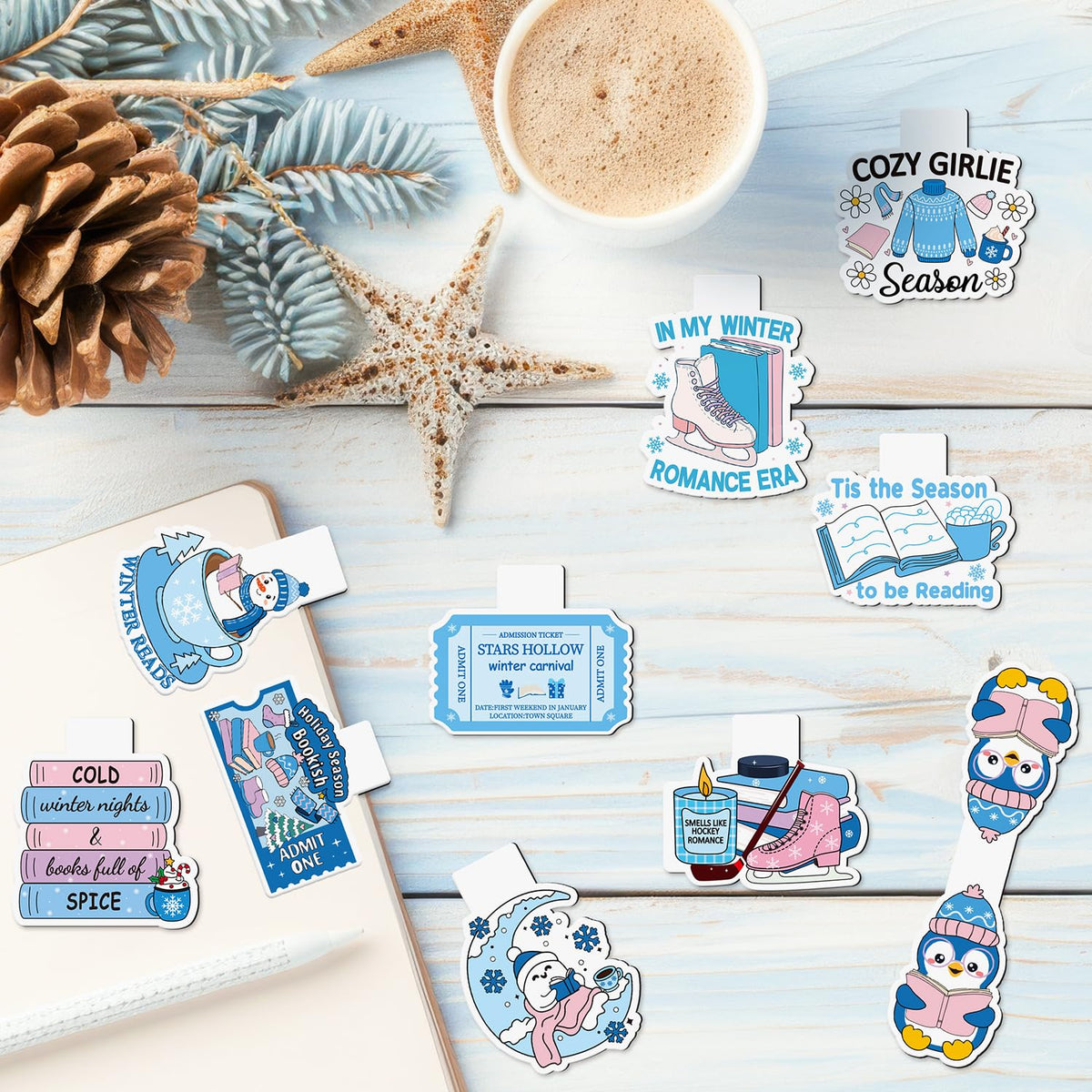 10Pcs Magnetic Bookmarks Book Mark Clips Page Markers for Reading - Cozy Winter view 3