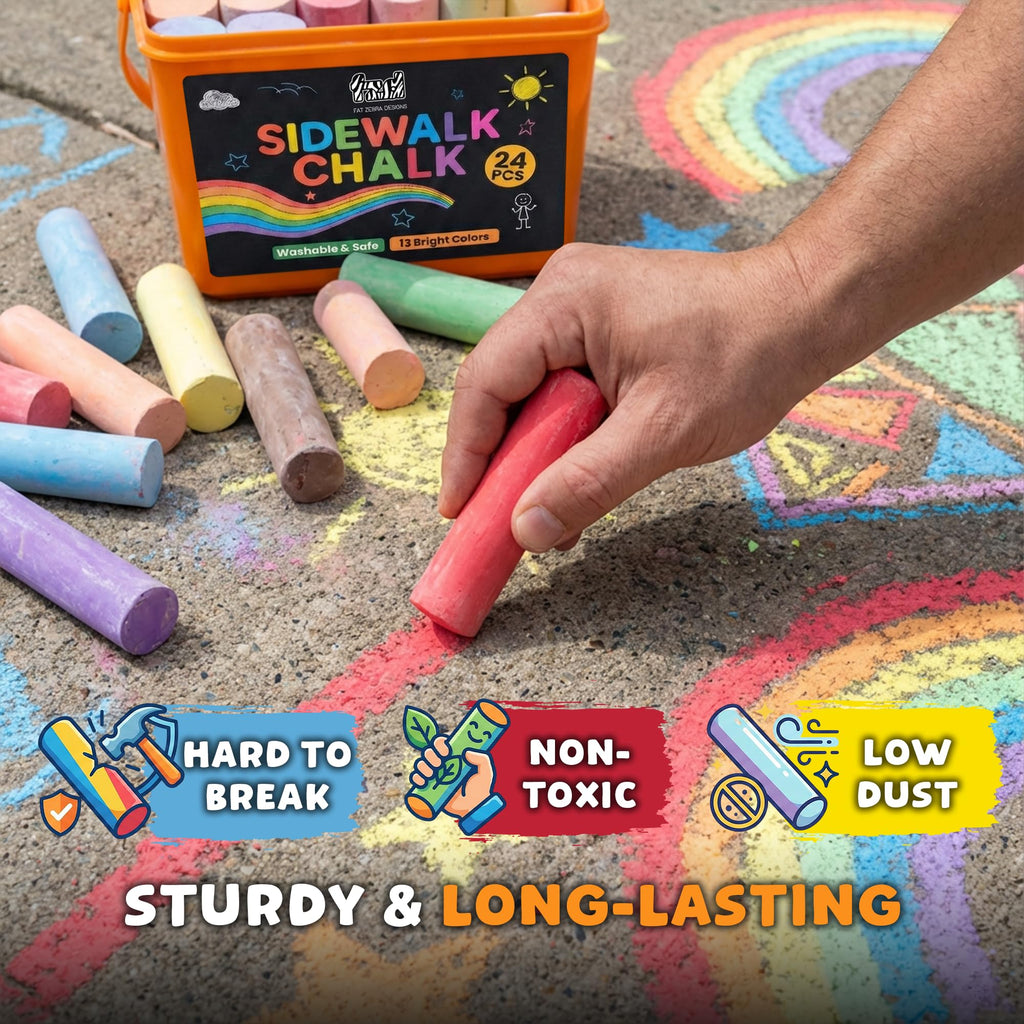 24 PCS Sidewalk Chalk for Kids - 13 Colors Chalk Bucket -Non-Toxic Washable (additional view 4)