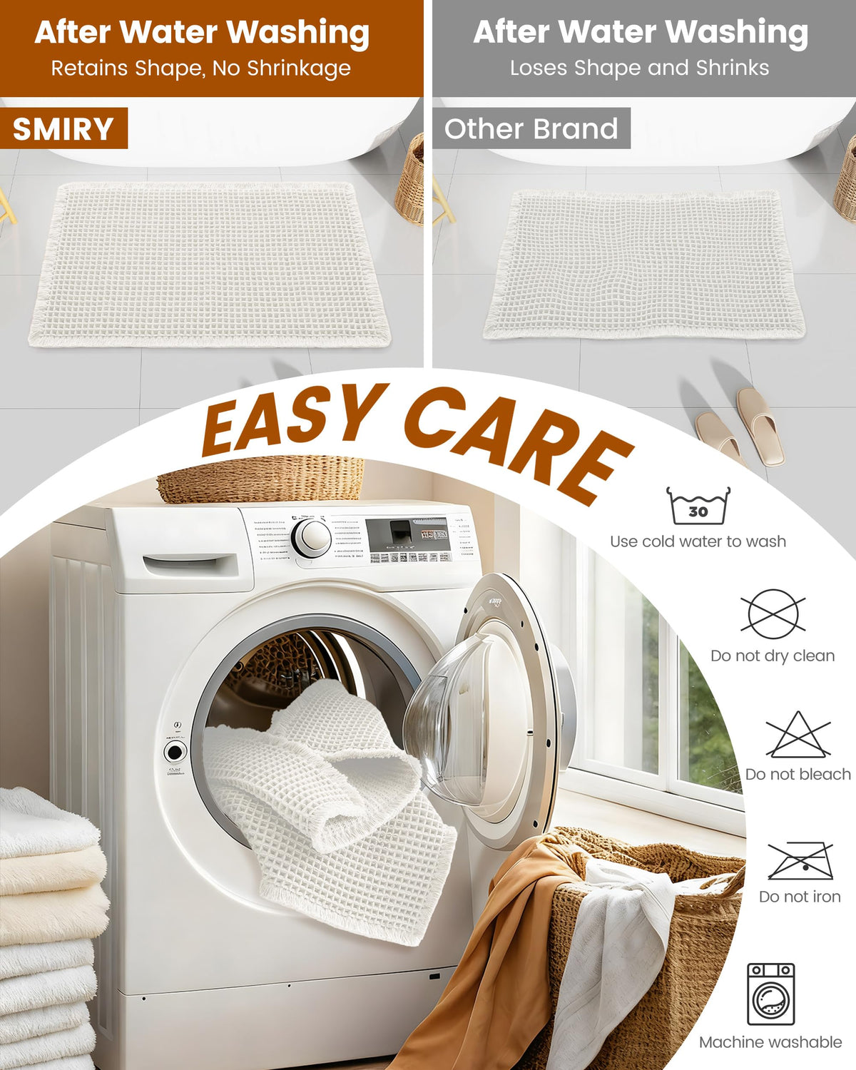 Smiry Waffle Bath Mat