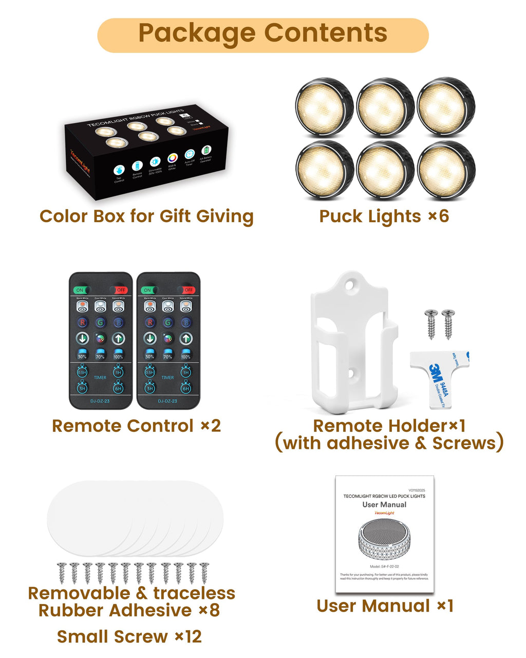 TECOMLIGHT LED Puck Lights with Remote Control - Black / 6 Pack view 4