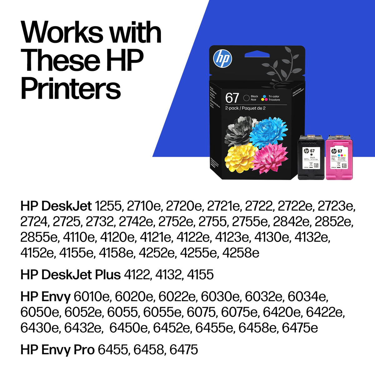 HP 67 Black/Tri-Color Ink Cartridges (2-Pack) (3YP29AN)