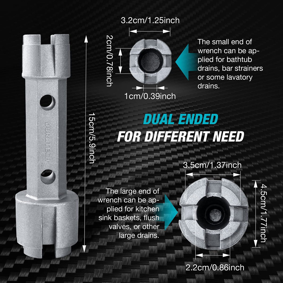 DURATECH Tub Drain Remover Wrench for Bath and Shower Drains (additional view 2)