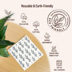 Augine Swedish Dishcloths for Kitchen, Reusable Paper Towel - 5 Count- Black and White view 2