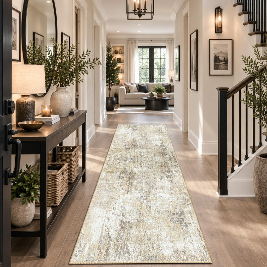 RELEANY Abstract Area Rug - Gray/Neutral Brown / 2' x 8' (Runner) view 1