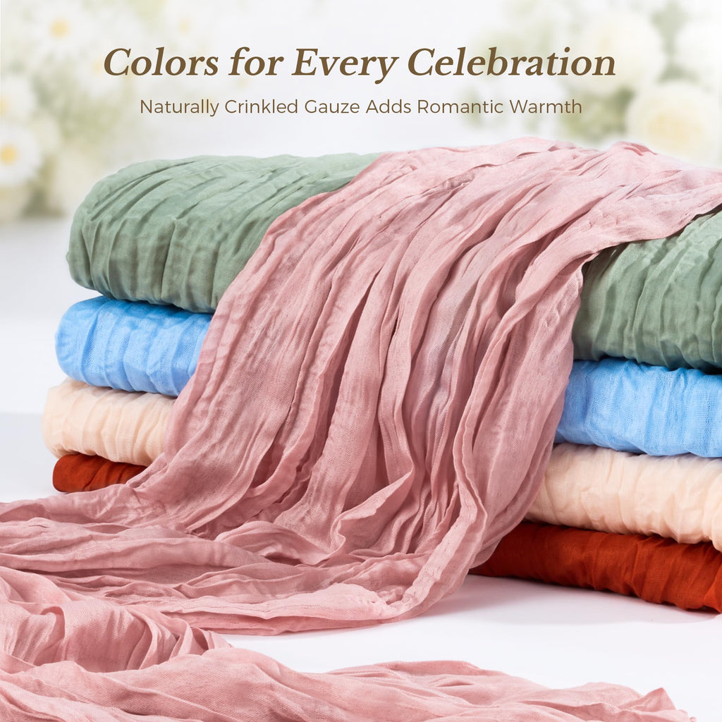 Goodluck Cheesecloth Table Runner 35x120 Inch Boho Gauze Table Runner - Dusty Pink view 5