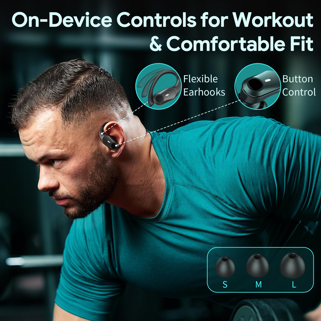 Active Noise Cancelling Ear Buds Wireless Bluetooth Headphones 80H Playtime Display Charging Case 50dB ANC Over - Black view 8