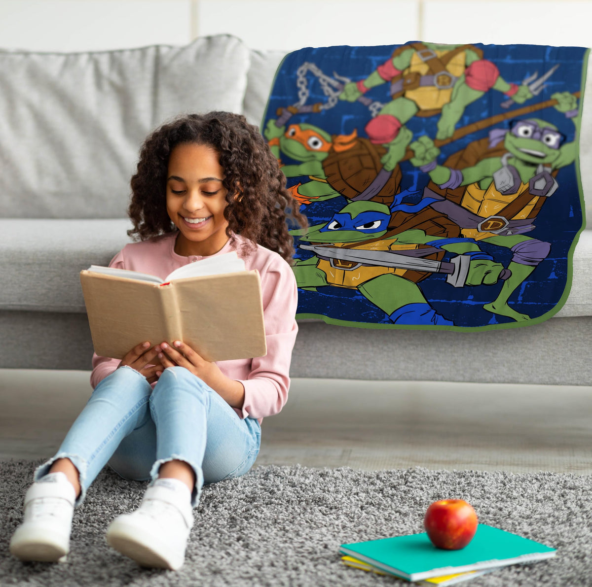 Jay Franco Kids Plush Throw Blanket - Blue - Teenage Mutant Ninja Turtles / 40x50 - Travel Blanket view 1