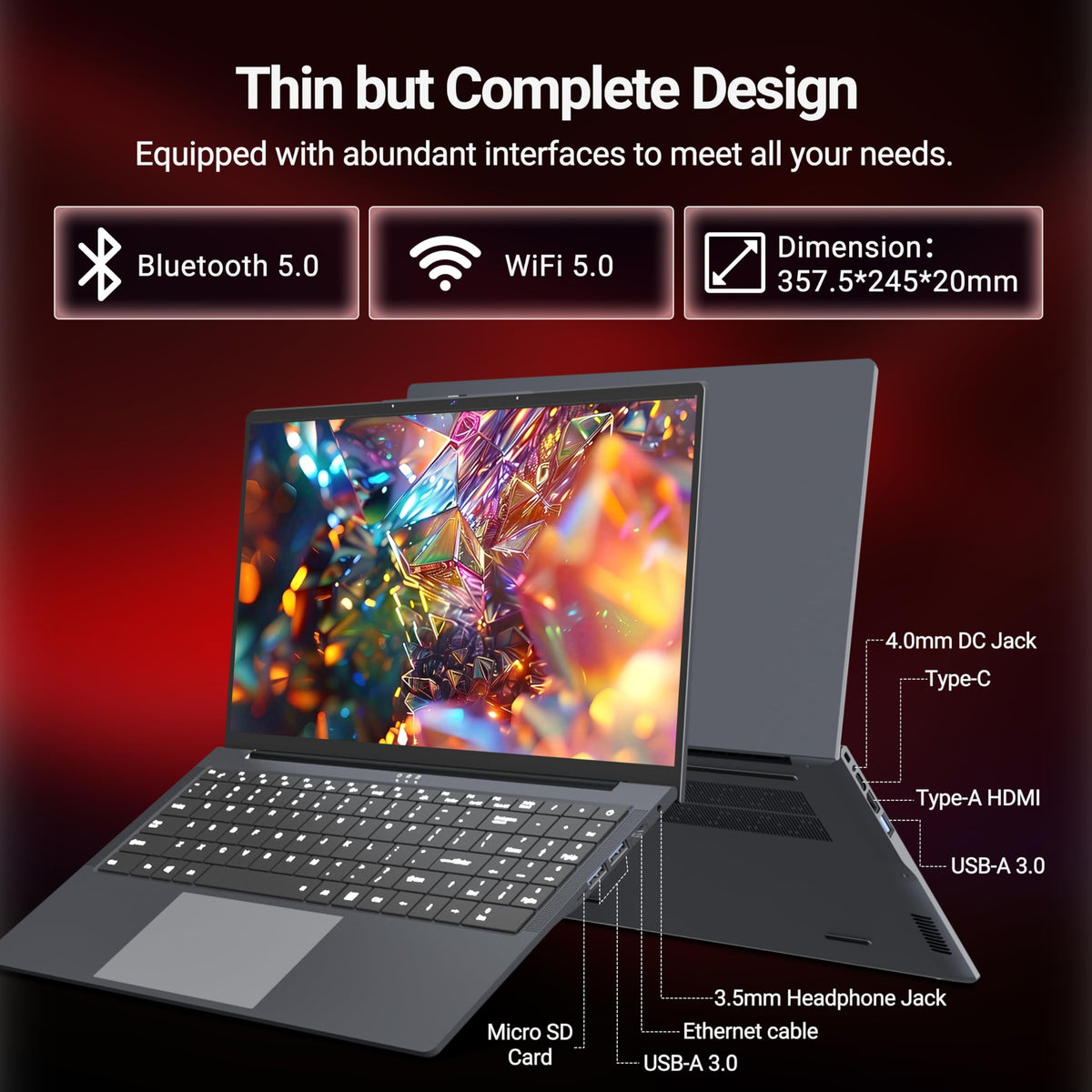2026 Laptop, 16’’ Laptop Computer with Core i5-8210Y Processor (Up to 3.6GHz) 16GB RAM (additional view 5)