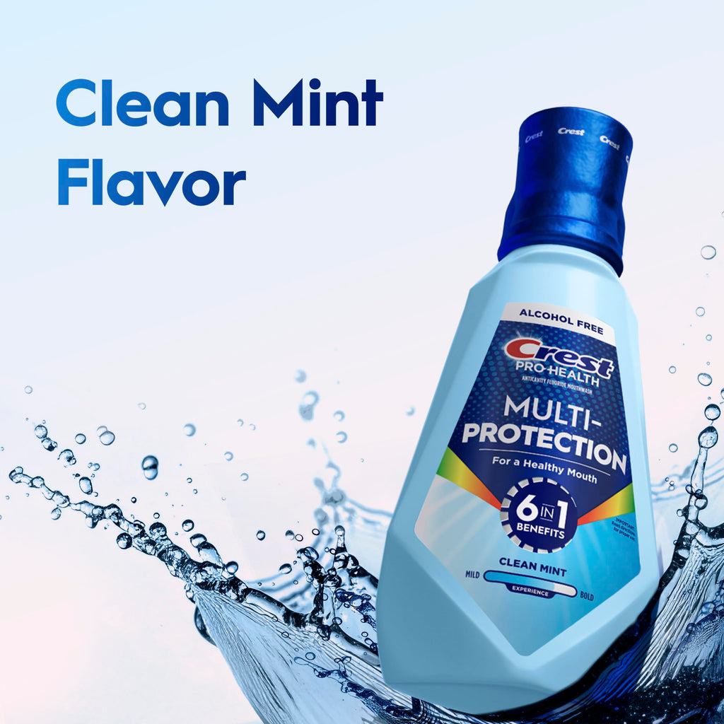 Crest Mouthwash Pro Health Multi-Protection, 1L, 2 Pack, 6-in-1 Benefits, Alcohol Free, Enamel Repair, Breath