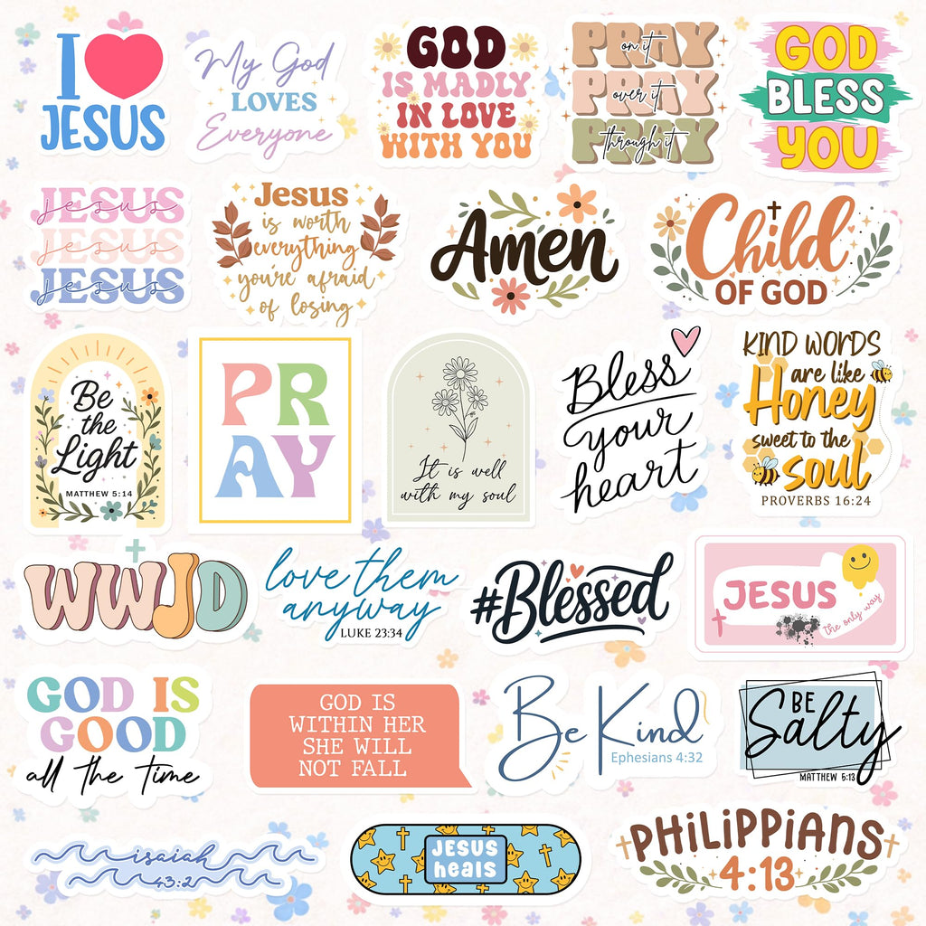 130Pcs God is Greater Sticker Pack by Puraesla - Inspirational Christian Stickers, Bible (additional view 2)