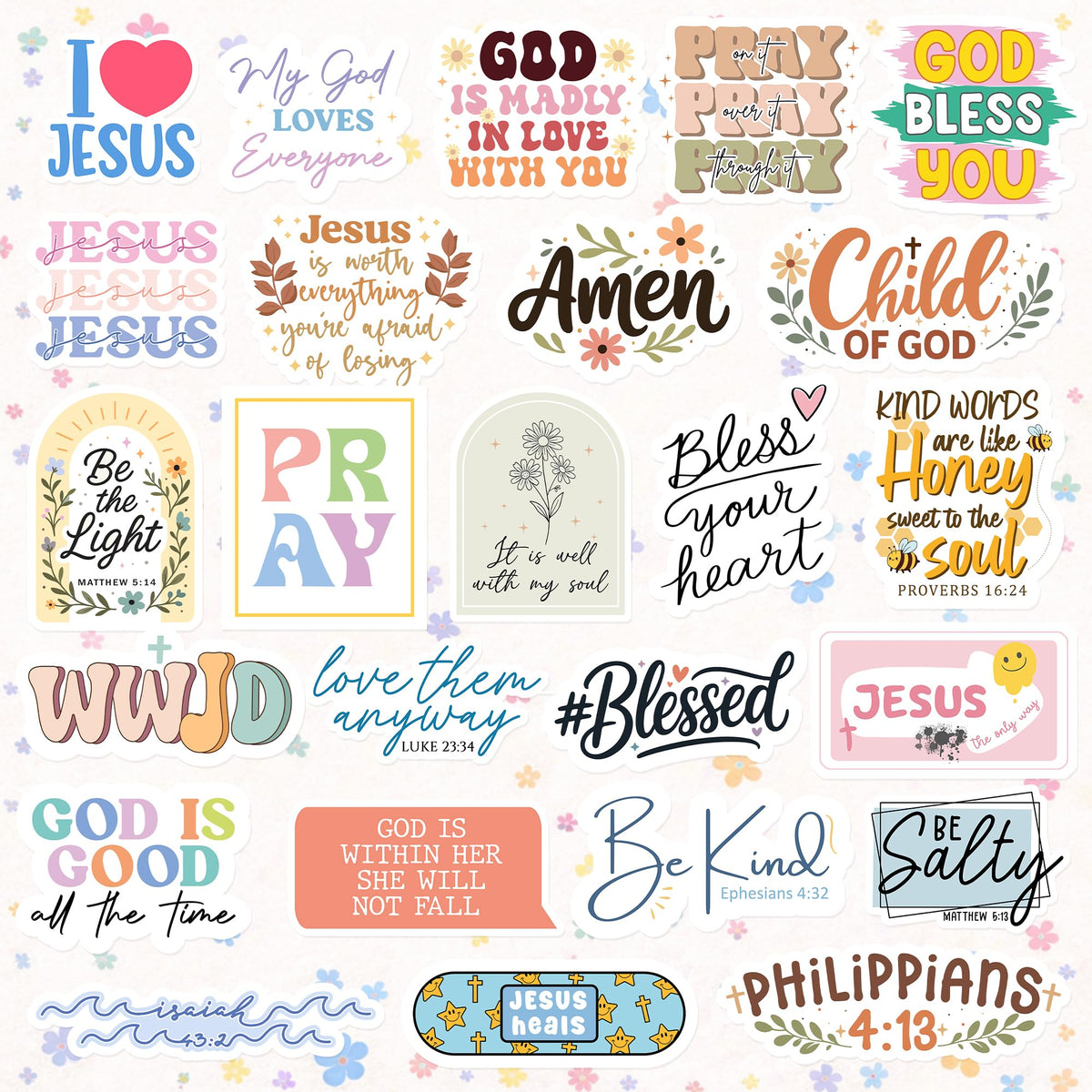 130Pcs God is Greater Sticker Pack by Puraesla - Inspirational Christian Stickers, Bible (additional view 2)