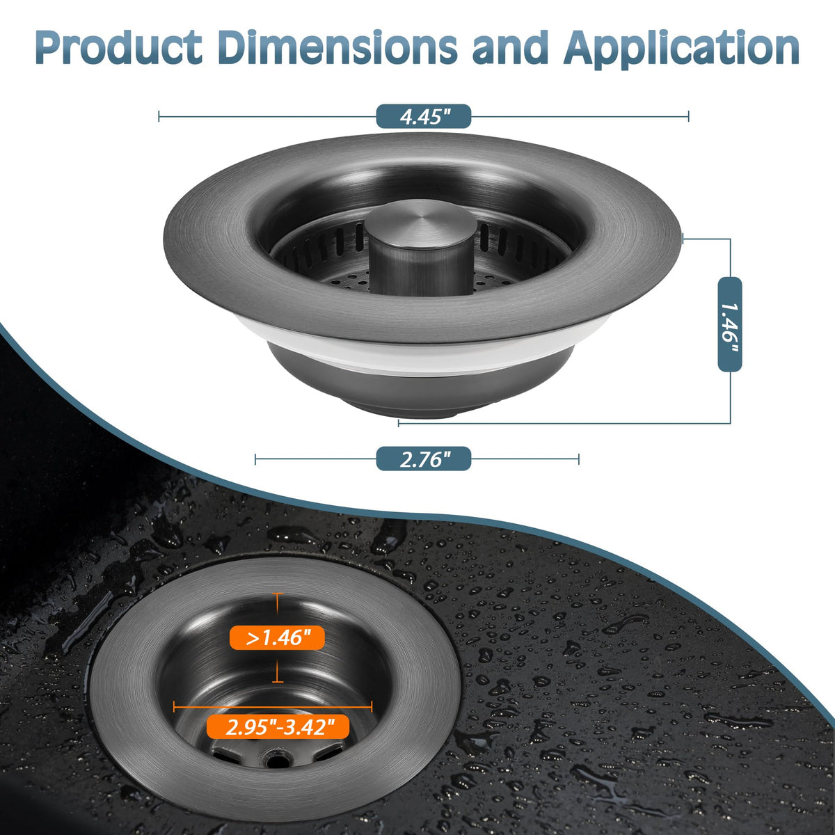 TGOSOMT Kitchen Sink Drain Strainer Stopper, Anti-Clog & Quick Drain (additional view 4)