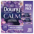 Downy CALM, Mega Dryer Sheets, Laundry Fabric Softener, Lavender and Vanilla Bean, – 130 Count