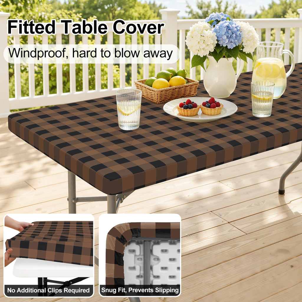 Smiry Rectangle Picnic Table Cloth - Black and Brown / 72" x 36" (Rectangular) view 1