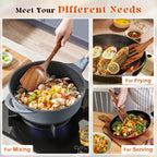 MemoGem 2Pcs Wooden Spatula, Acacia Solid & Slotted Turner Spatula Set, Long Handle Flat Frying Spatulas, Ideal Kitchen (Pack of 2)