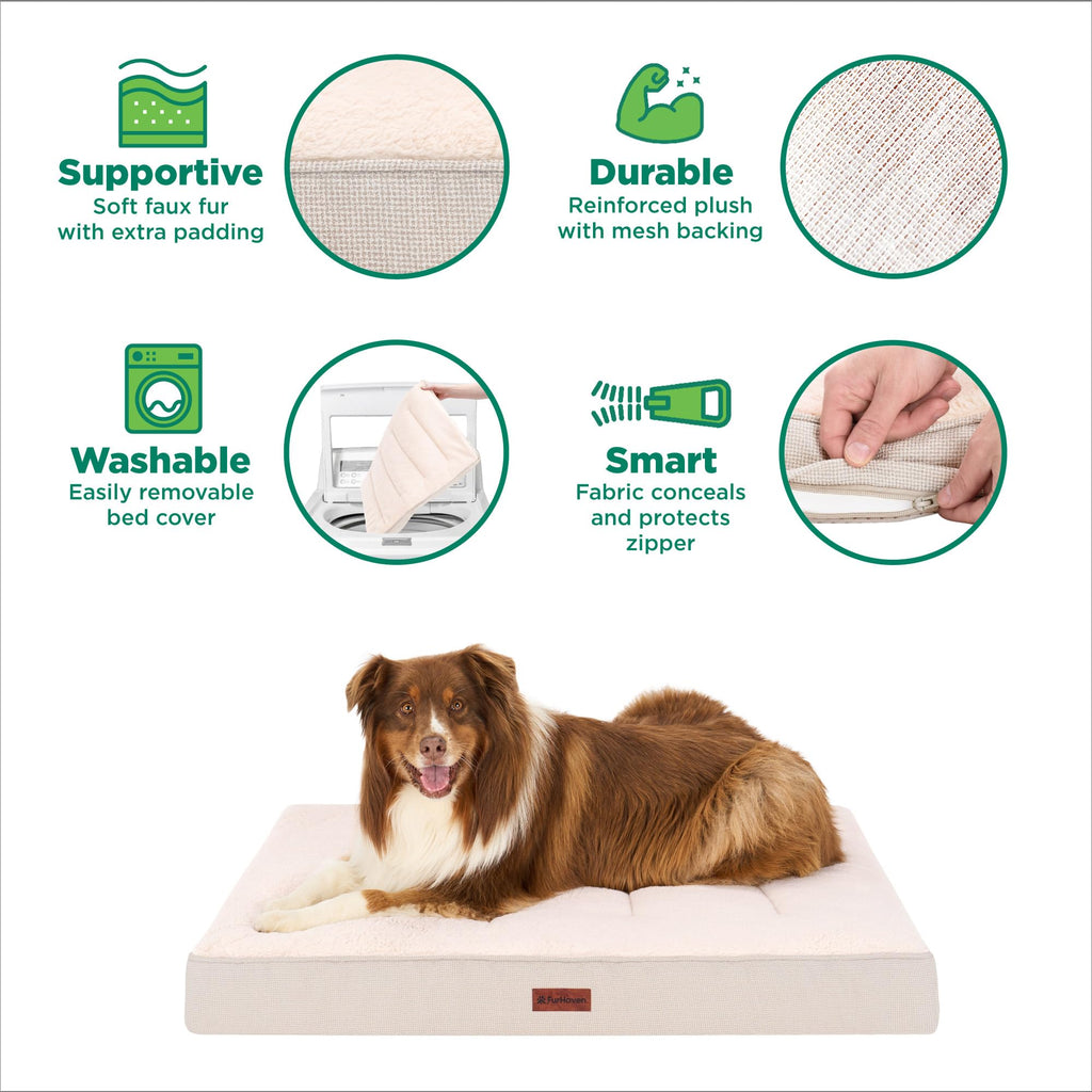 Furhaven Orthopedic Dog Bed - Wheat / Medium view 6