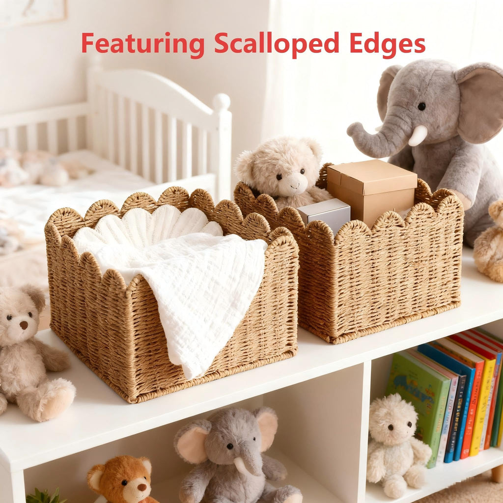 Quincry Scalloped Wicker Shelf Basket - view 12