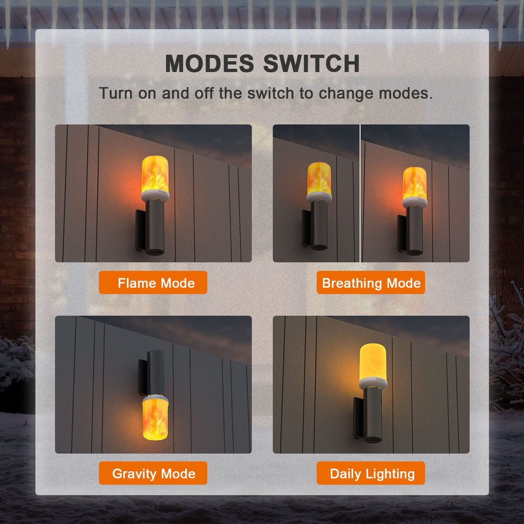 Hompavo 【Upgraded Flame Light Bulbs for Home Decor with Upside Down Effect (HPFLAB-US-FT) (Pack of 2)