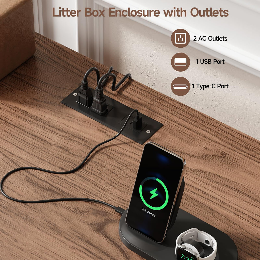 ONBRILL 65 Inches Cat Litter Box Enclosure for 2 Cats