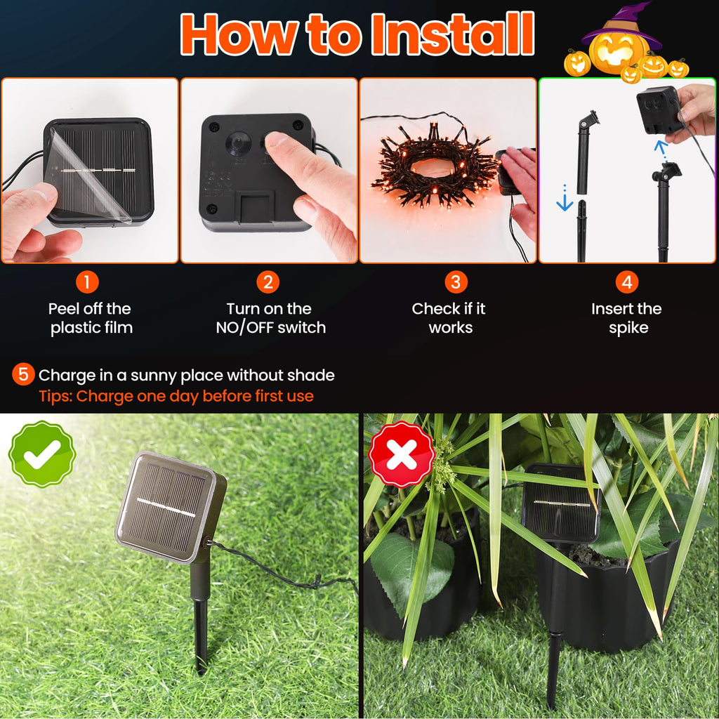 Moettany Solar String Lights Outdoor Waterproof - Orange view 5