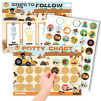 Potty Training Chart for Boys, Construction Theme, 8.3 x 11.2 inches, 10 Pack Chart with