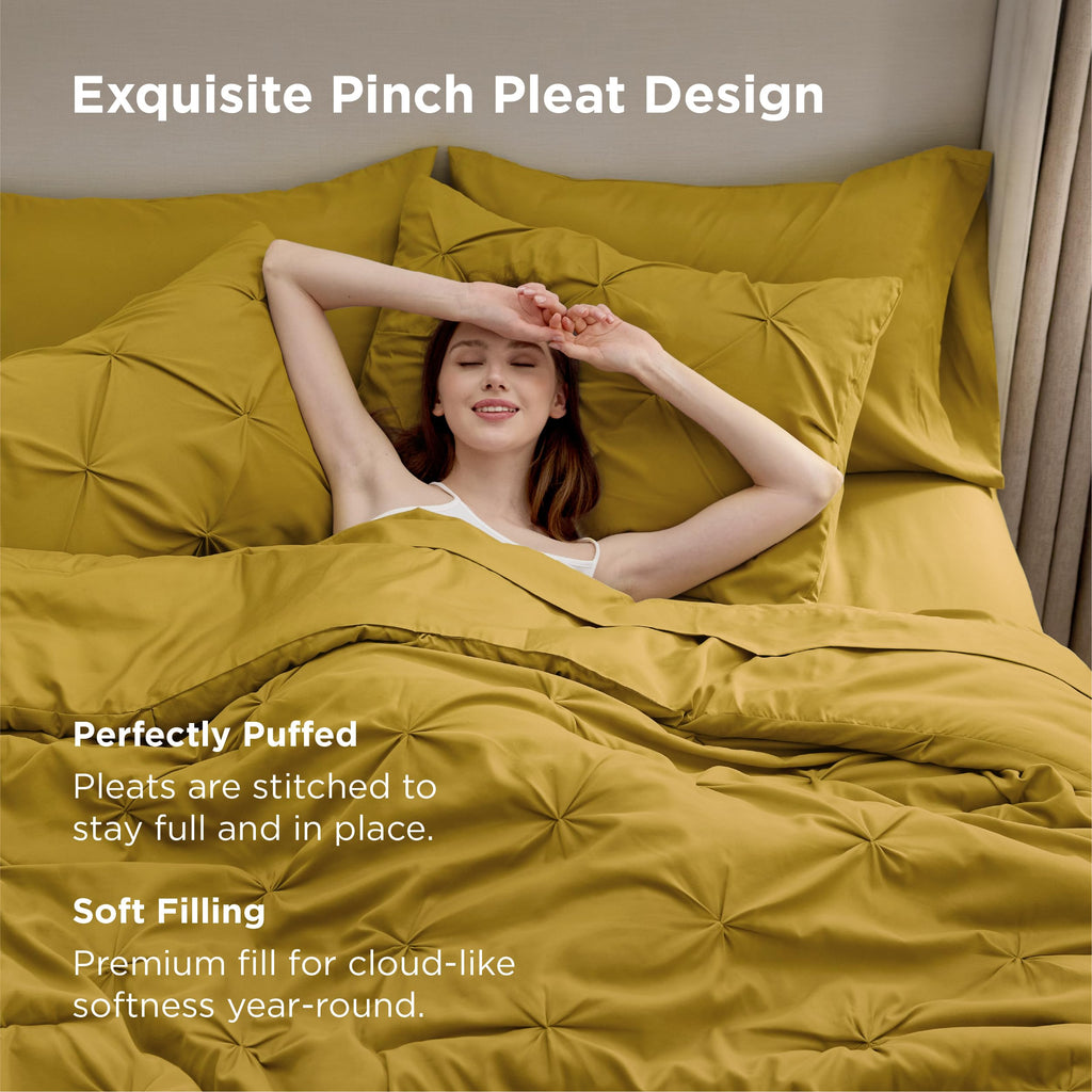 Bedsure Comforter Set & Sheet Set Bedding Set - 32 - Mustard Yellow / Full view 3