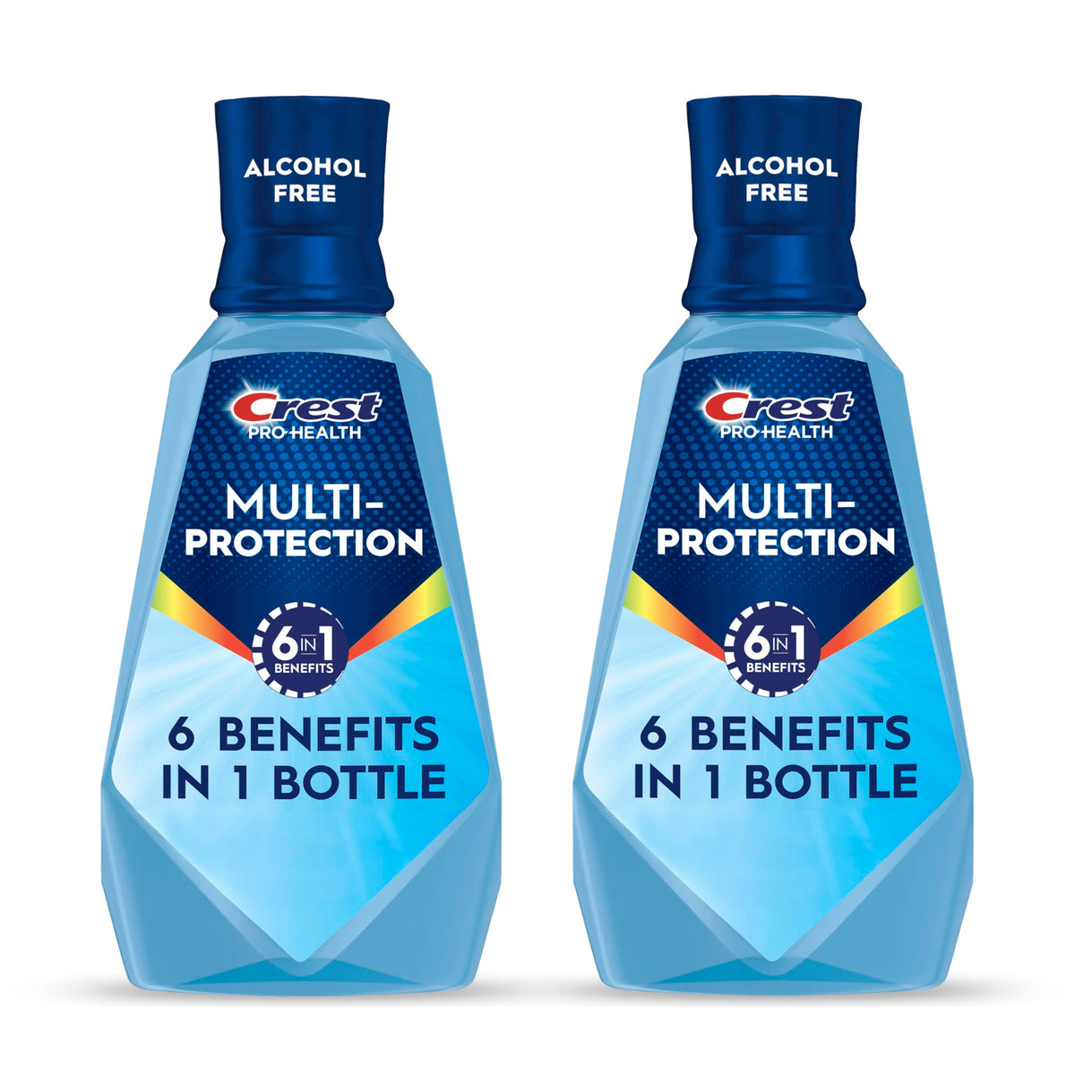 Crest Mouthwash Pro Health Multi-Protection, 1L, 2 Pack, 6-in-1 Benefits, Alcohol Free, Enamel Repair, Breath
