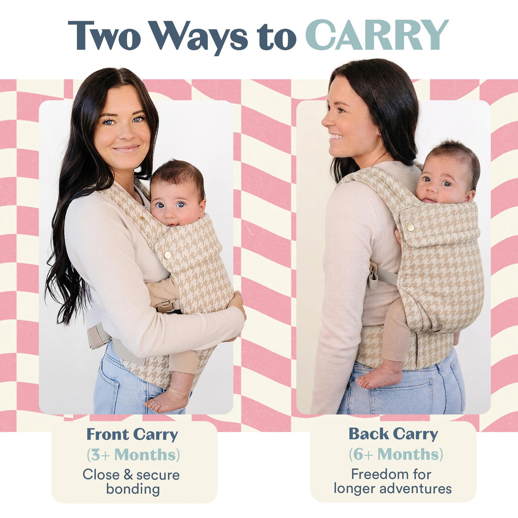 Ergonomic Hip-Healthy Baby Carrier, Front and Back Carry, 7-35 lbs - Houndstooth view 4