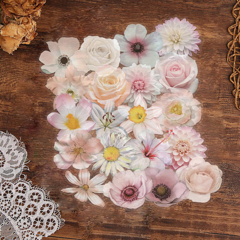 50Pcs Pink Flower Stickers for Kid Cartoon Aesthetic Sticker Bag Waterproof Water Bottle (additional view 3)
