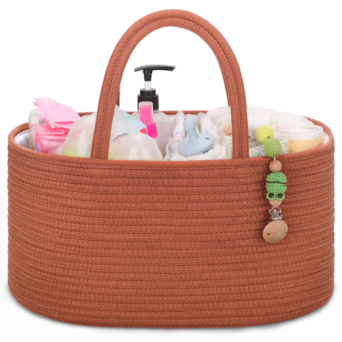 COMSE Cotton Rope Baby Diaper Caddy Organizer with Handles - Autumn Glaze / Regular