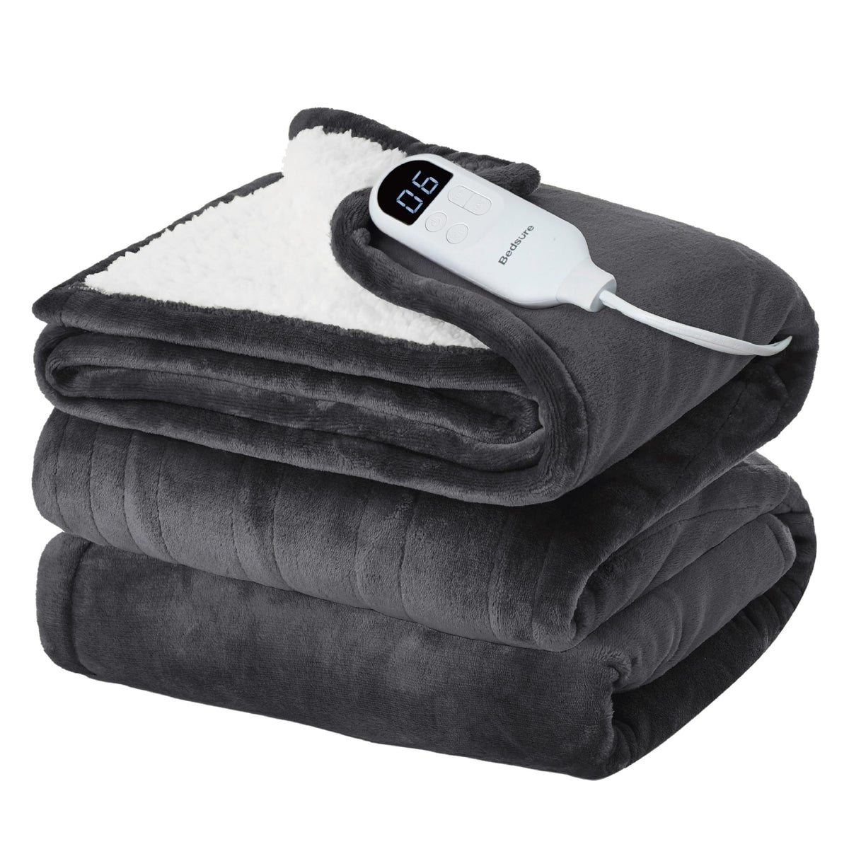Bedsure Heated Blanket Twin Size, Electric Blanket with Preheat, Dark – Grey (BS-200B)