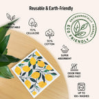Augine Swedish Dishcloths for Kitchen, Reusable Paper Towel - 5 Count- Fruits view 2