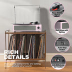 Seasonlife Vinyl Record Player with Speakers Turntable for Vinyl,Pale Pink (additional view 5)