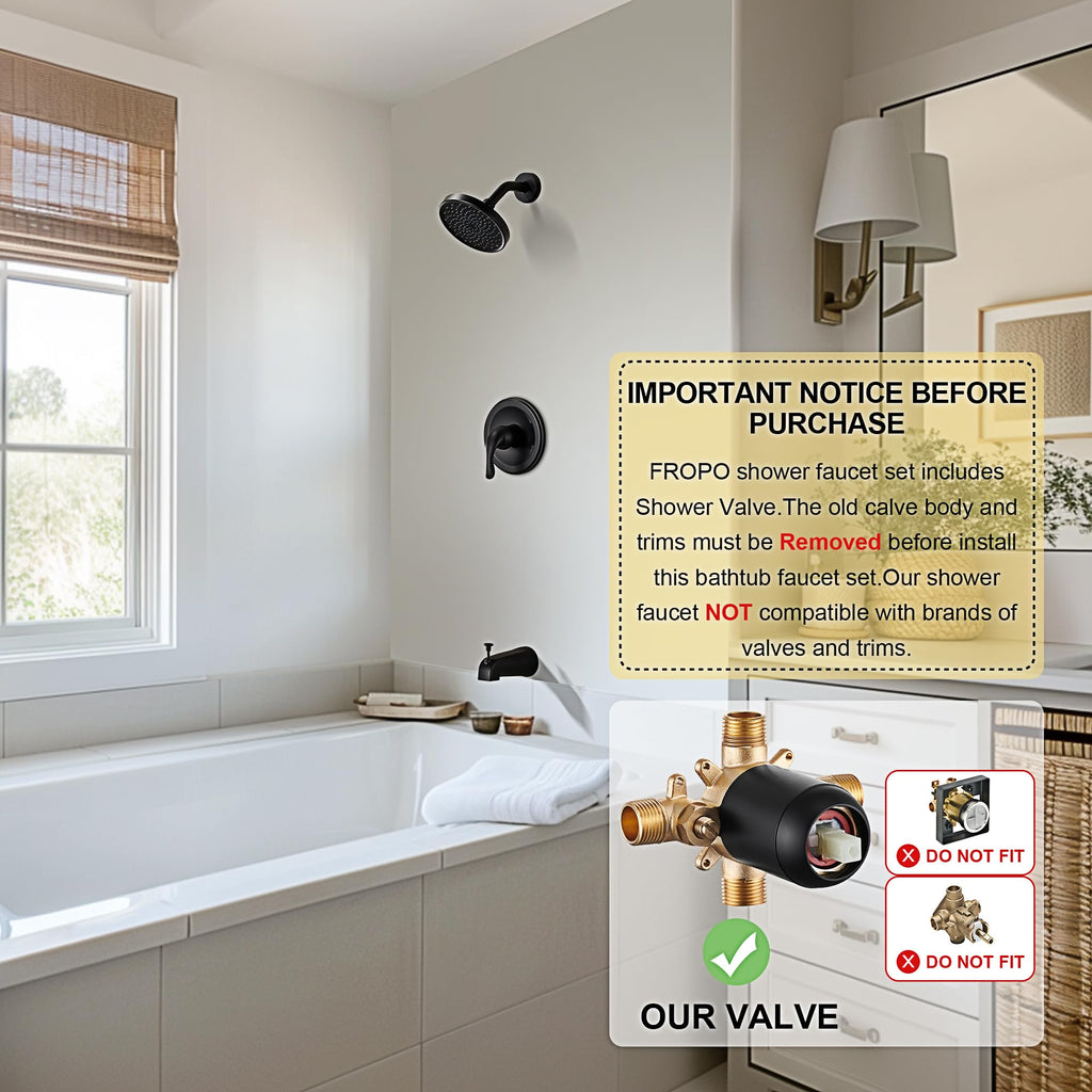 FROPO Shower Tub Faucet - Matte Black view 1