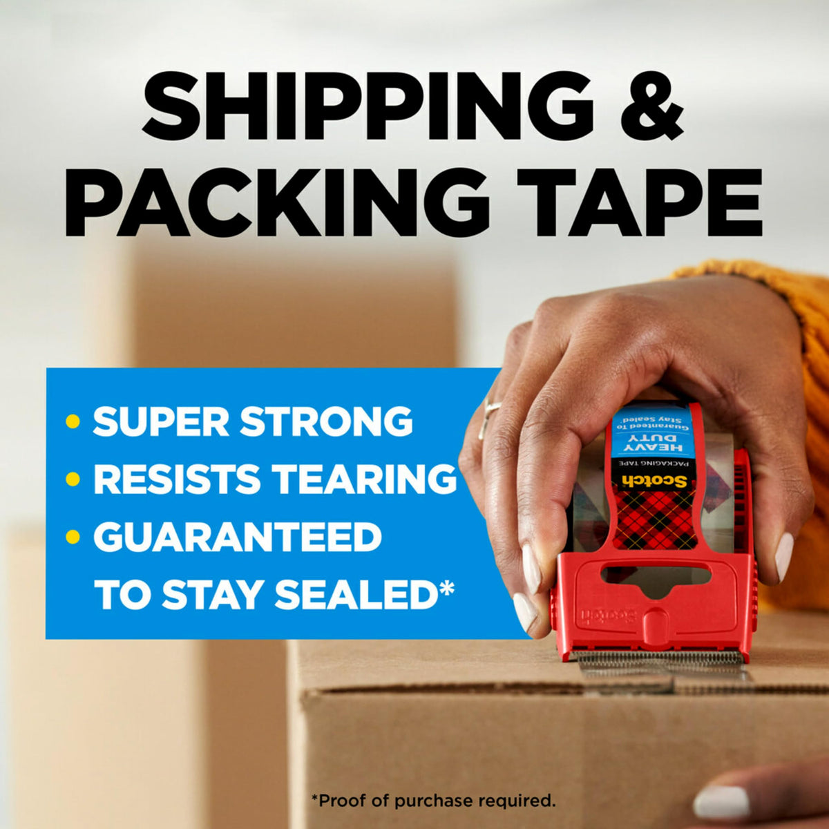 Scotch Heavy Duty Shipping Packing Tape, Clear, Shipping and Packaging Supplies, 1.88 in. x 27.7 yd., 1 Tape Roll with (Pack of 2)