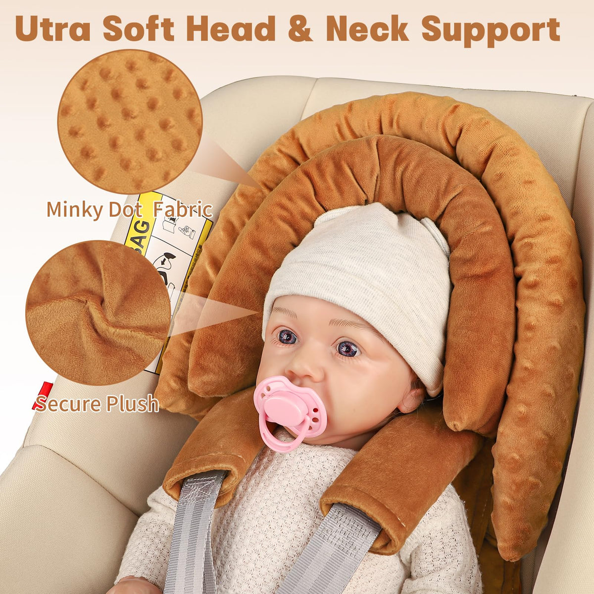HNHUAMING Infant Car Seat Insert - Brown view 5