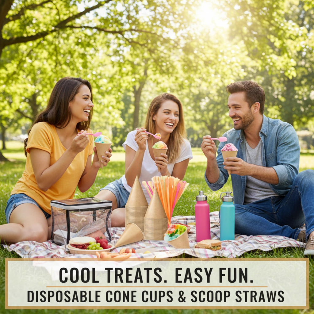 Boao 100 Pcs Snow Cone Cups Syrup Spoon Straws - Brown / 4.5 OZ view 5
