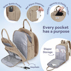 RUVALINO Baby Diaper Bag Backpack with Changing Pad, Waterproof, Clay (168)