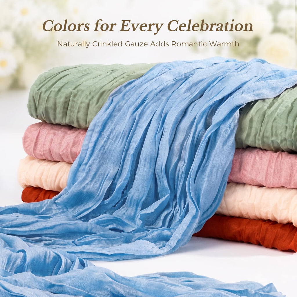 Goodluck Cheesecloth Table Runner 35x120 Inch Boho Gauze Table Runner - Baby Blue view 5