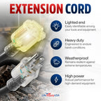 LifeSupplyUSA Outdoor/Indoor Extension Cord Heavy Duty 3 Prong SJTW - 10 FT / 12AWG view 1