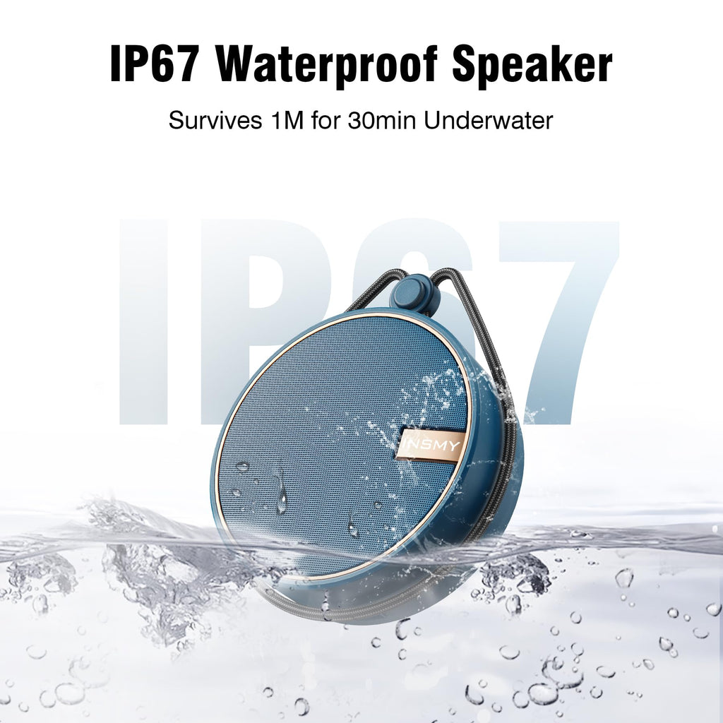 INSMY C12 IP67 Waterproof Shower Bluetooth Speakers,Portable Small Speaker - Navy view 1
