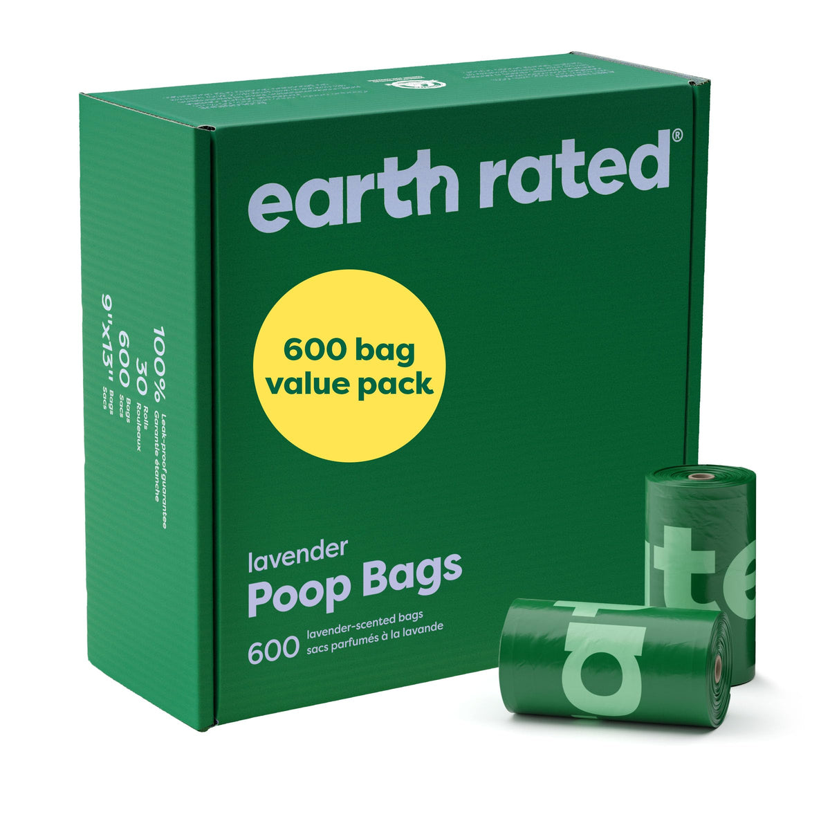 Earth Rated Dog Poop Bags on Refill Rolls, 600 Bags, Lavender (10CA10BG0031) (Pack of 600)