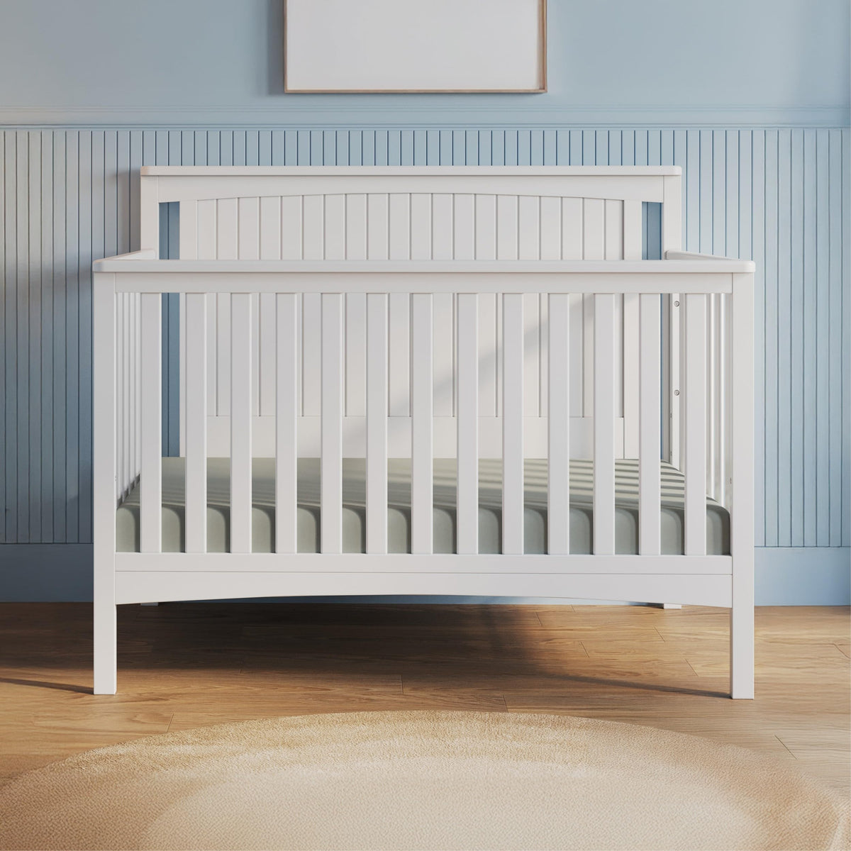 Child Craft Scout 4-in-1 Convertible Baby Crib Nursery Furniture Set - Baby Bed, Dresser with Changing Table Topper (Pack of 4)