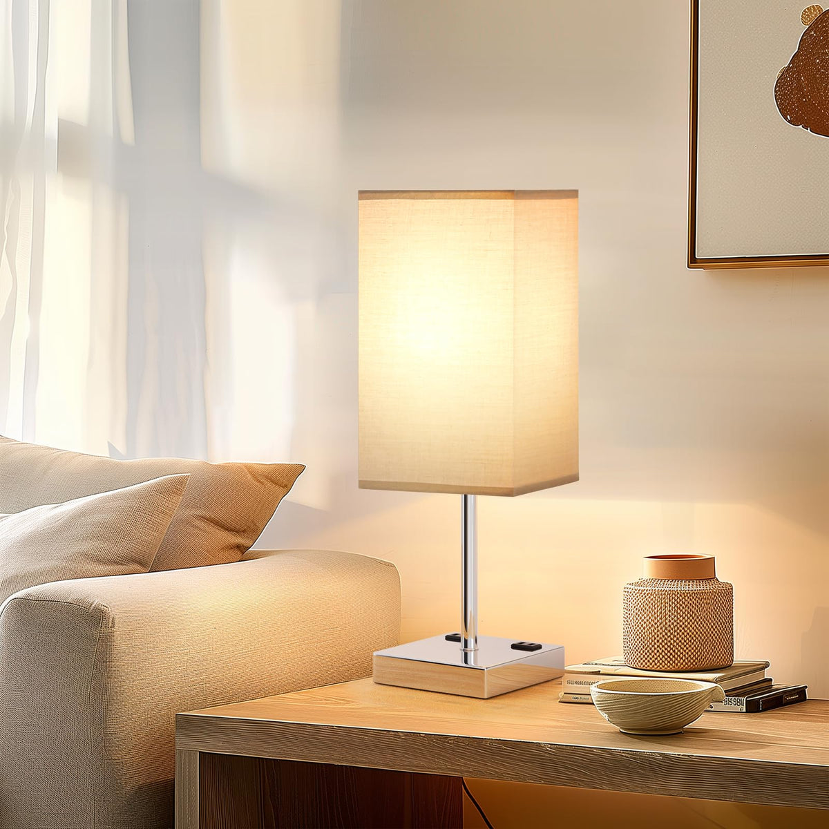 aooshine Bedside Table Lamp Touch Control - Gray & Silver Base / 17.4in view 1