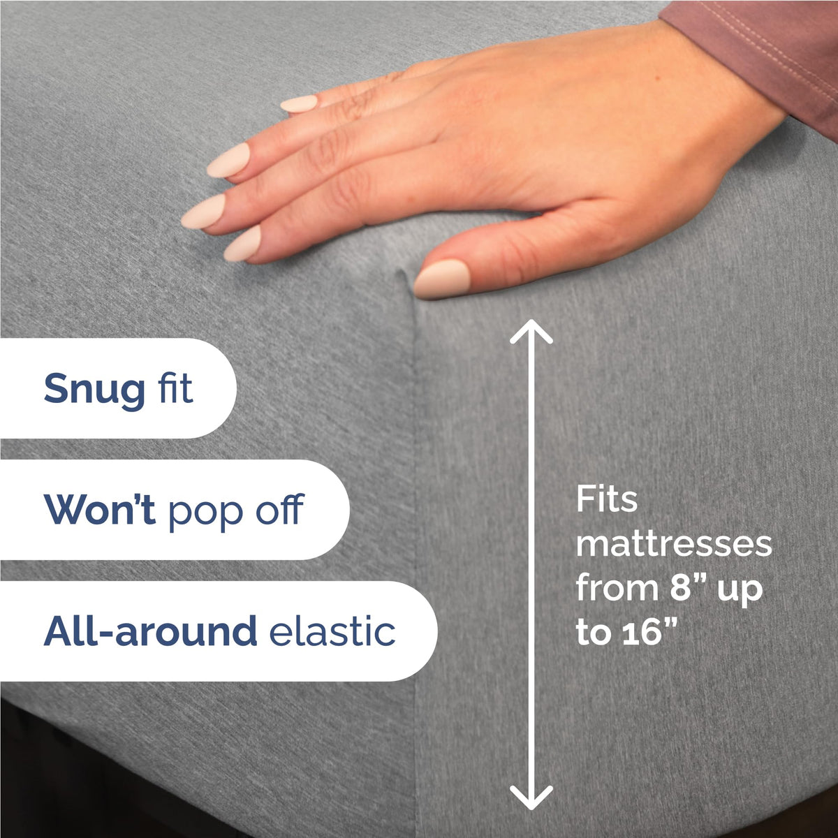 Full Size 4 Piece Sheet Set - Breathable & Cooling Sheets - Heathered Grey (additional view 2)